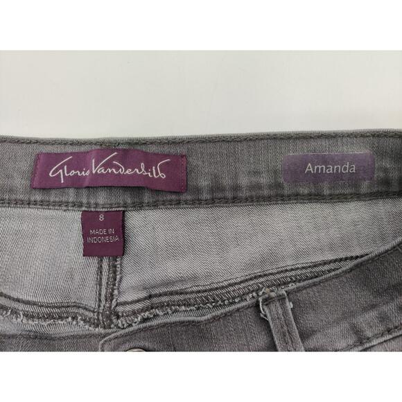 Gloria Vanderbilt Jeans Womens Sz 8 Grey Straight Amanda Bedazzled Pocket Casual - Picture 6 of 15